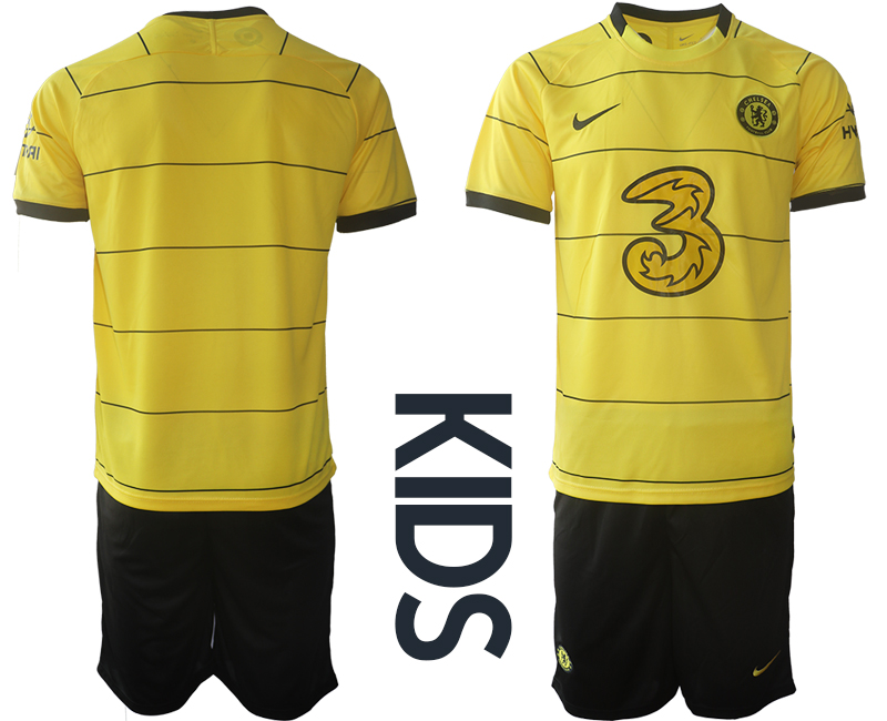 Youth 2021-2022 Club Chelsea away yellow blank Soccer Jersey->customized soccer jersey->Custom Jersey